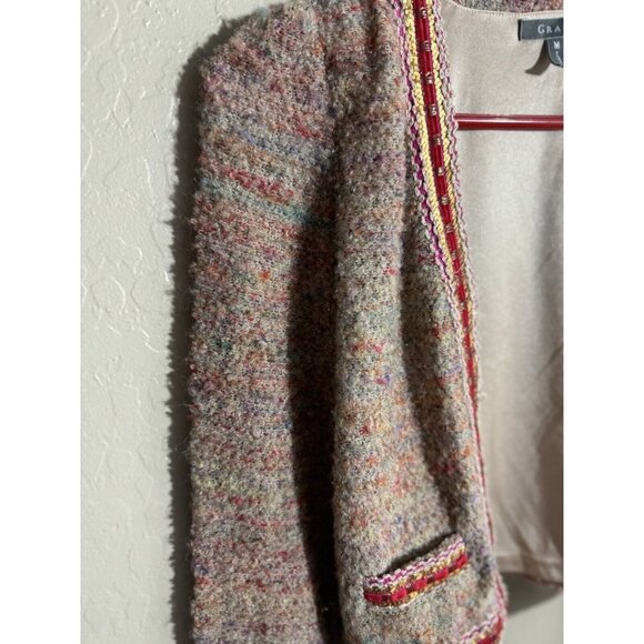 Gracia Crop Jacket Medium Tweed Pastel Silver Glitter Contrast Denim - Picture 3 of 9